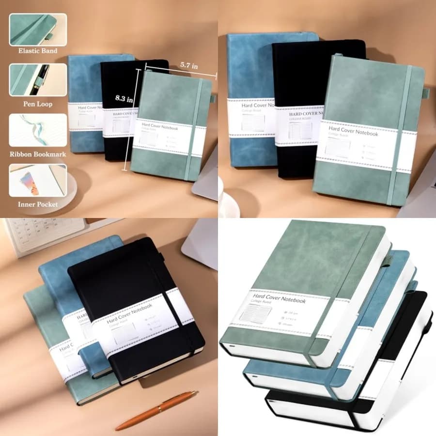 3 Pack Journals Notebooks for Women Men Thick Journaling Notebooks Leather Journals for Writing Hardcover Journal Supplies Diar