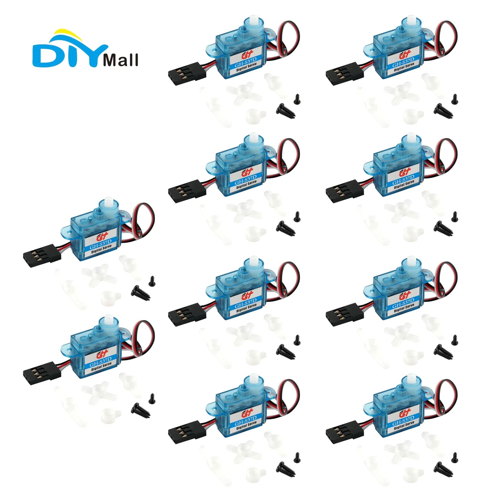 DIYmall GH-S37D Micro Servo Digitale 3.7g Super Leggero 180 Gradi per Aerei RC/Helicottero/Barca/Auto - 1/2/5/10 Confezioni