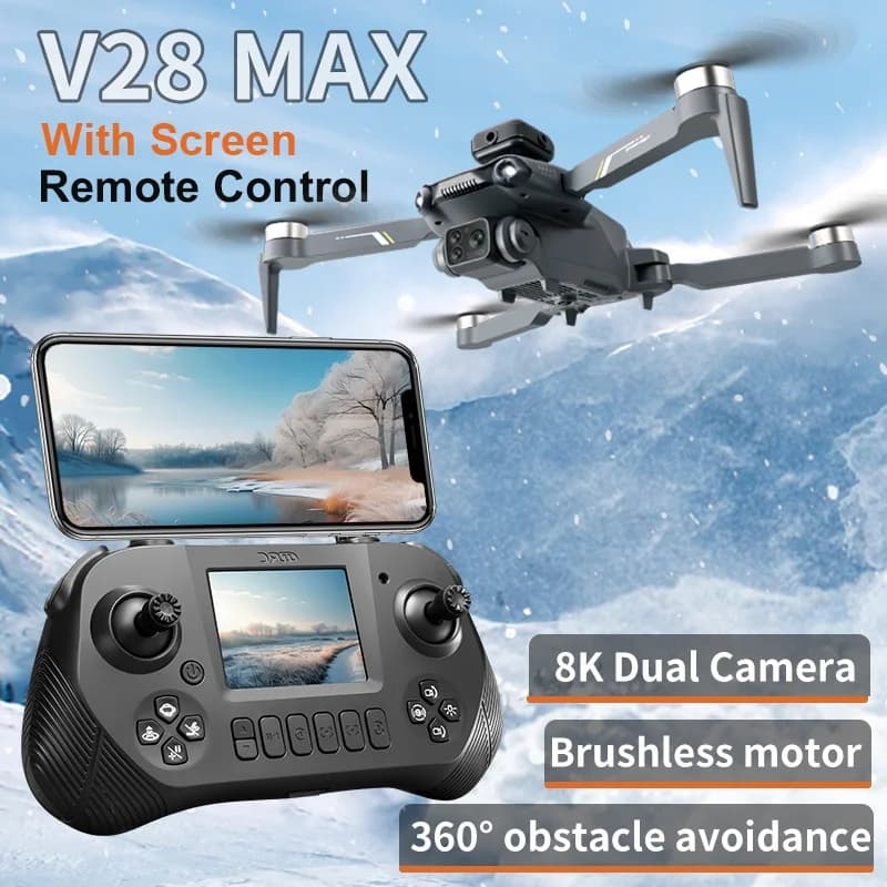 Nuovo V28 MAX Drone 8K Professionale Doppia Fotocamera WIFI FPV Motori Brushless Elicottero Evitamento Ostacoli RC Quadcopter Giocattoli Regalo