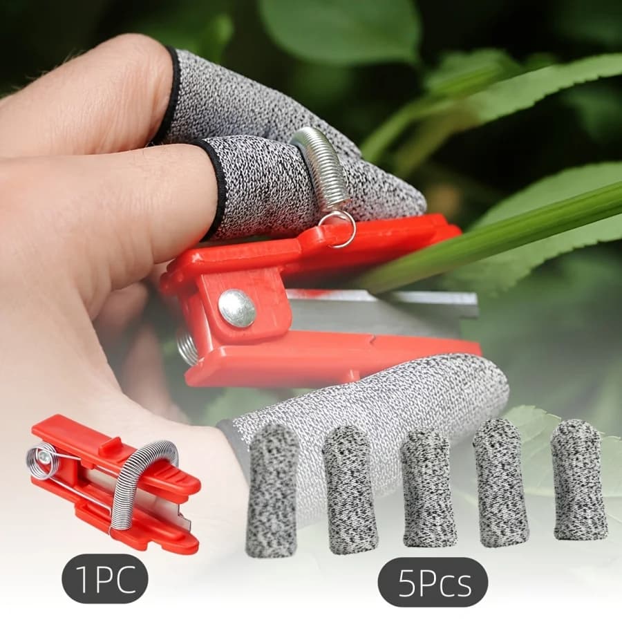 6-piece picking thumb clip set - single-handed pruning tool for fruit, vegetables, flower and plant gardening