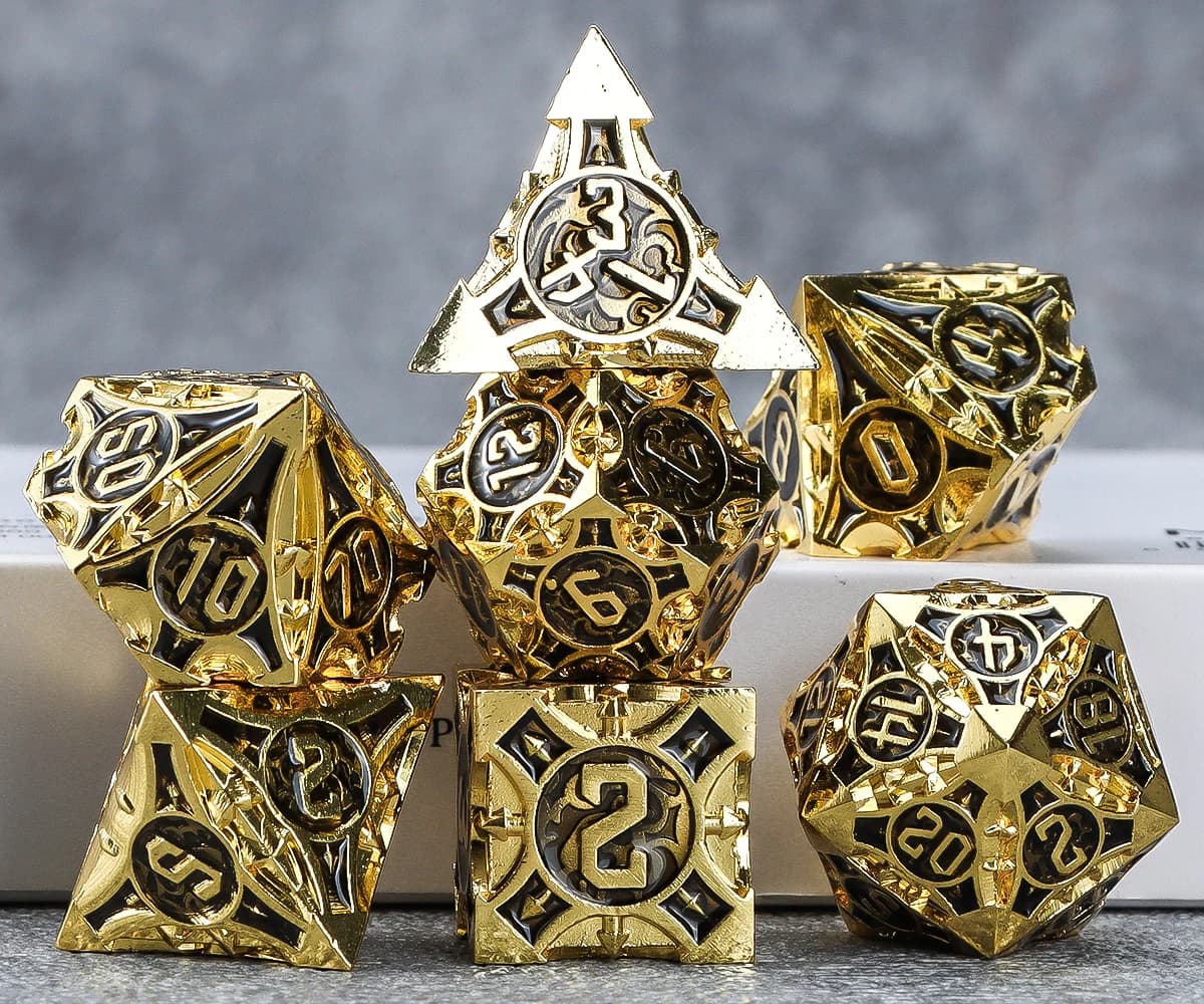 D&D Metal Dice 7pcs, Metal Sharp Edge Dnd Dice Set, Metal Dice for Dungeons and Dragons, D&D Gifts