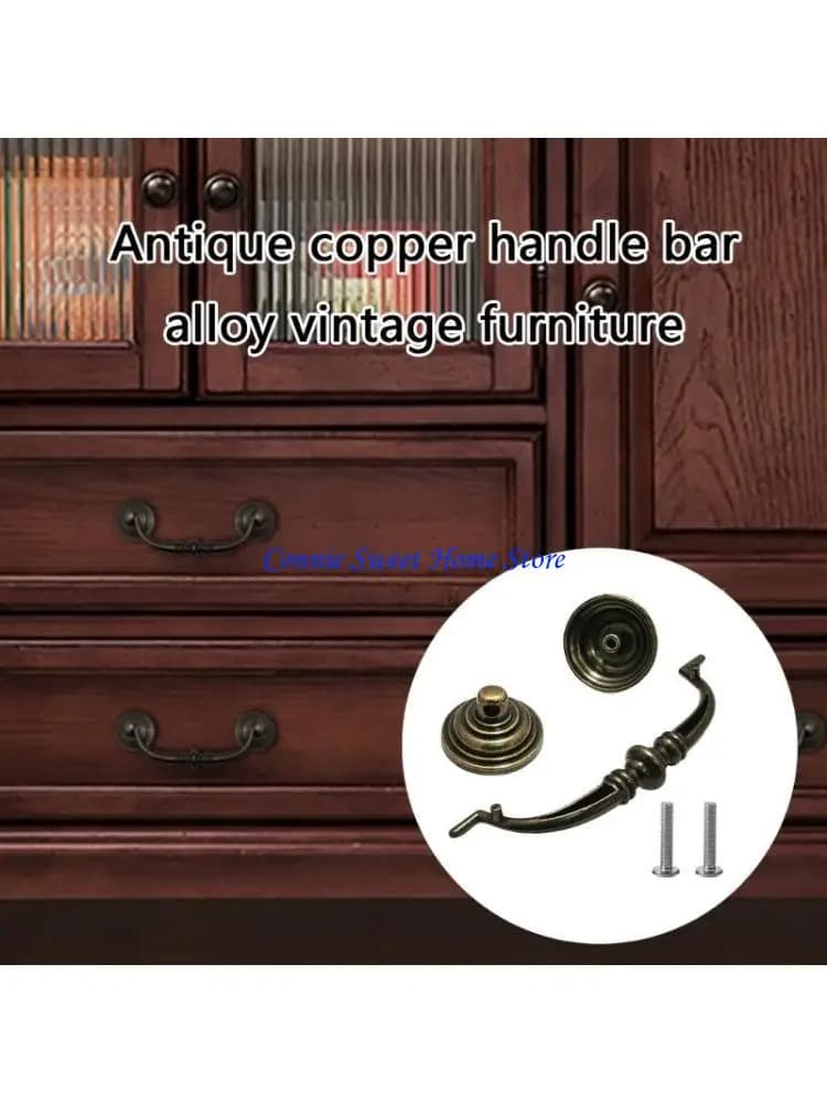 LXAF 4 pezzi pratici pomelli per cassetti in stile antico in bronzo, accessorio centrale per cassettiere, armadi e mobili da