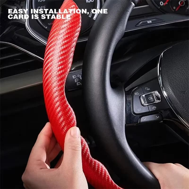 2/3 Pezzi Copri Volante Universale in Fibra di Carbonio Antiscivolo, Accessori Decorativi per Interni Auto
