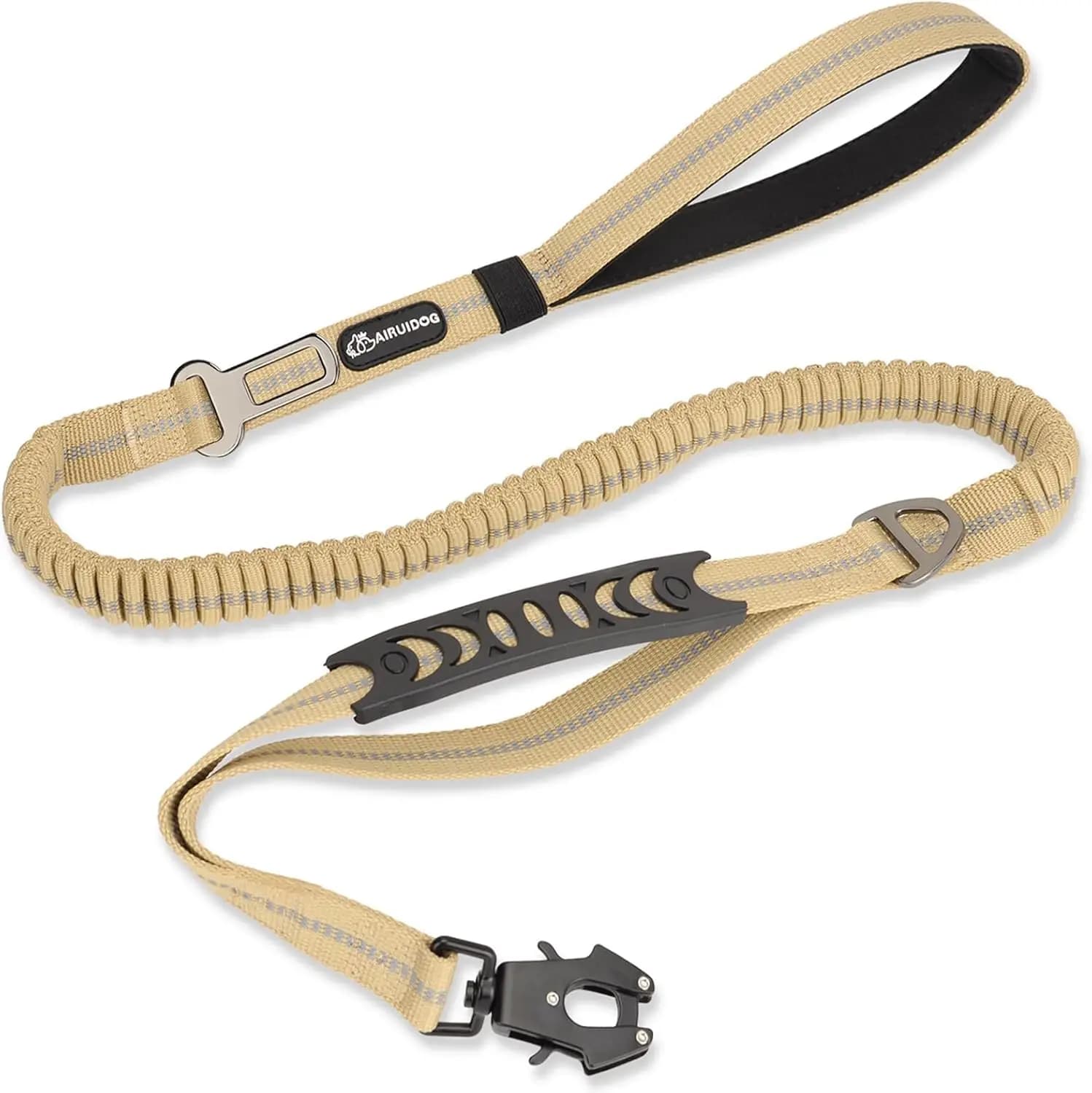 Guinzaglio Tattico Resistente per Cani, Guinzaglio Tattico Anti-Shock da 1,2-1,8 m con 2 Maniglie Imbottite, Moschettone in Metallo, Cintura di Sicurezza per Auto, Riutilizzabile
