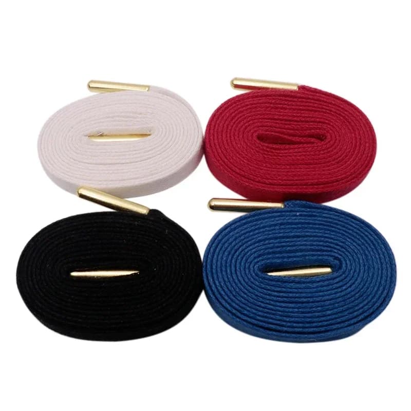 Coolstring Punte in metallo dorato Lacci cerati da 8 mm 100% cotone Nero Bianco Rosso Blu Lacci impermeabili unisex per scarpe da ginnastica di tela