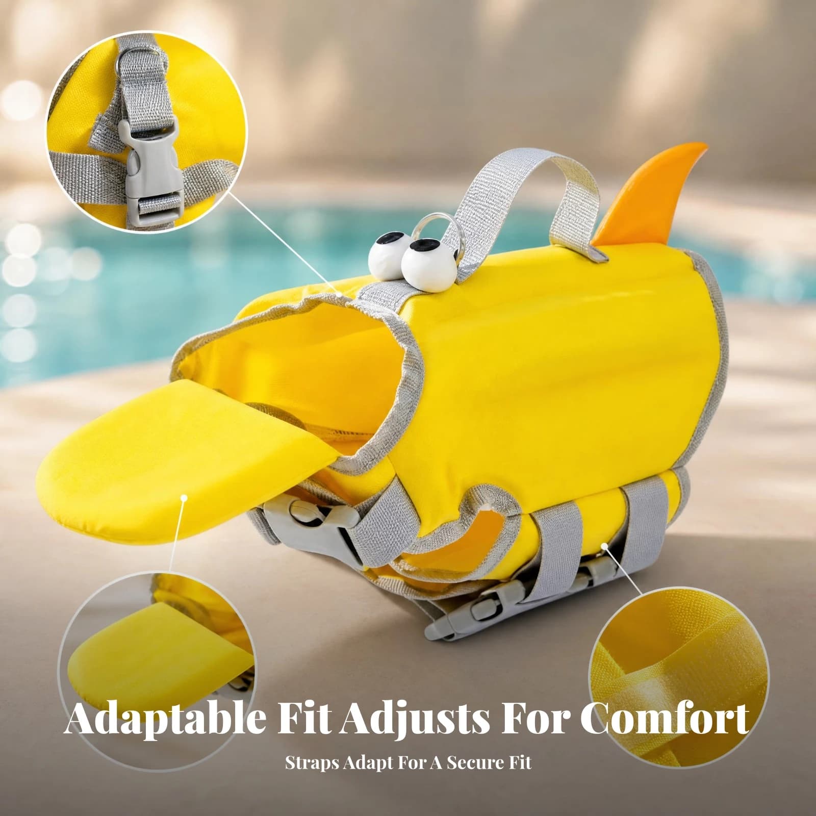 Pet Safety Gear Yellow Buoyant Dog Swimming Life Vest Dog Swim Vest Carry Handle