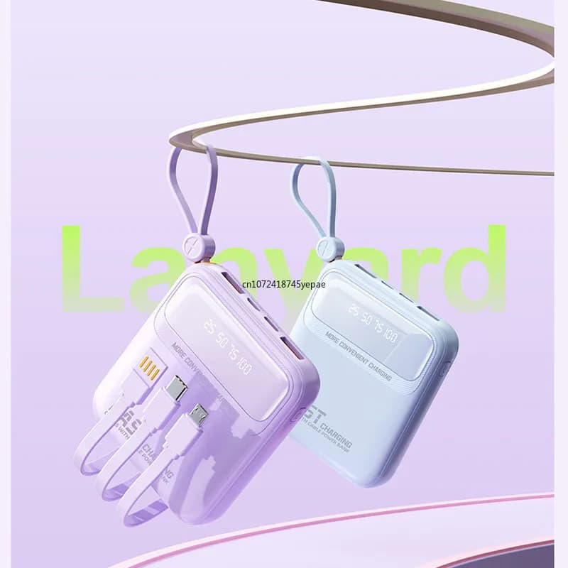 Power Bank da 20000mAh con Ricarica Rapida e Quattro Cavi, Caricabatterie Portatile, Batteria Esterna per iPhone Samsung Xiaomi Huawei