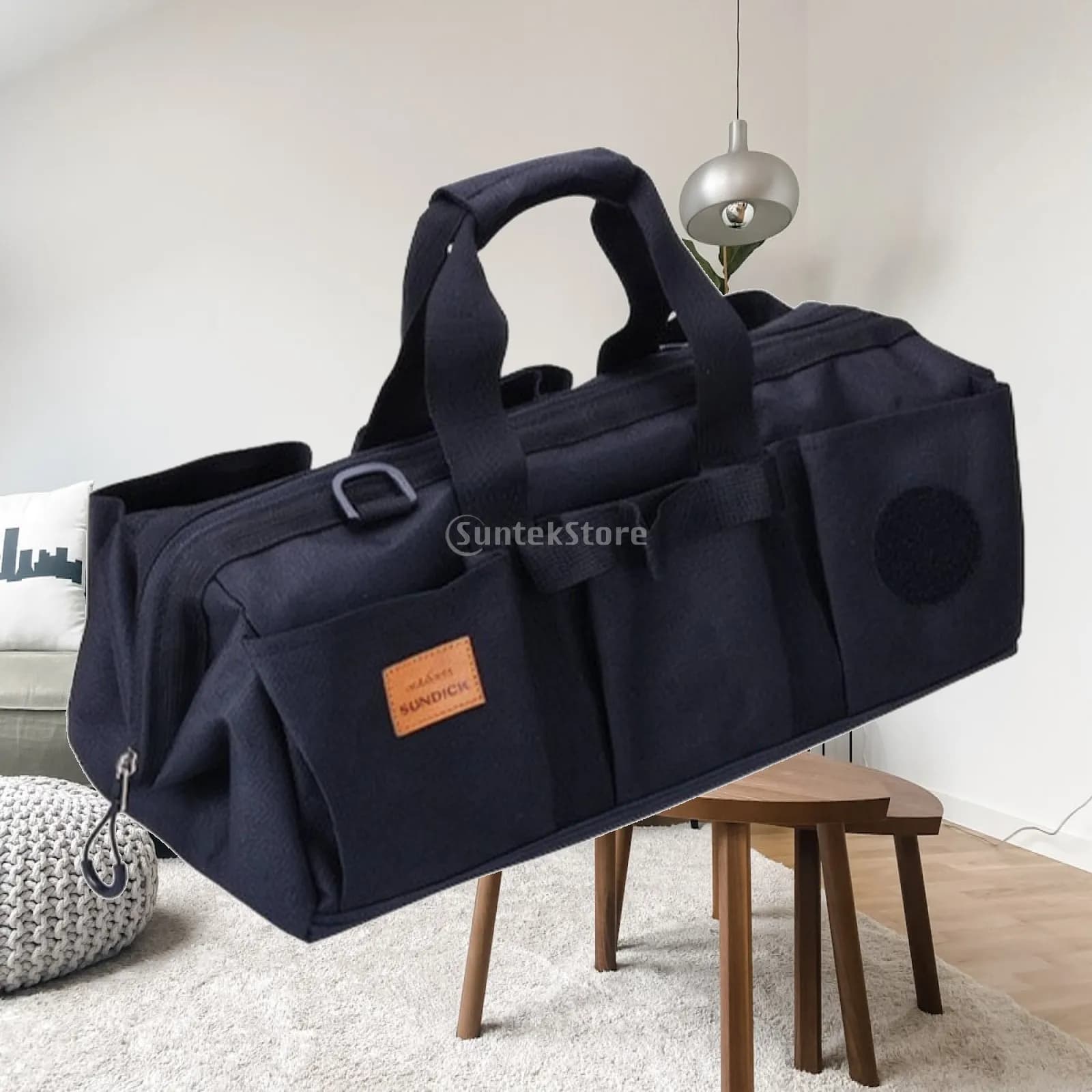Tool Hand Bag Zippered Tool Bag with Exterior Pockets Utility Duffel Reinforced Smooth for Campers, Camping, Car