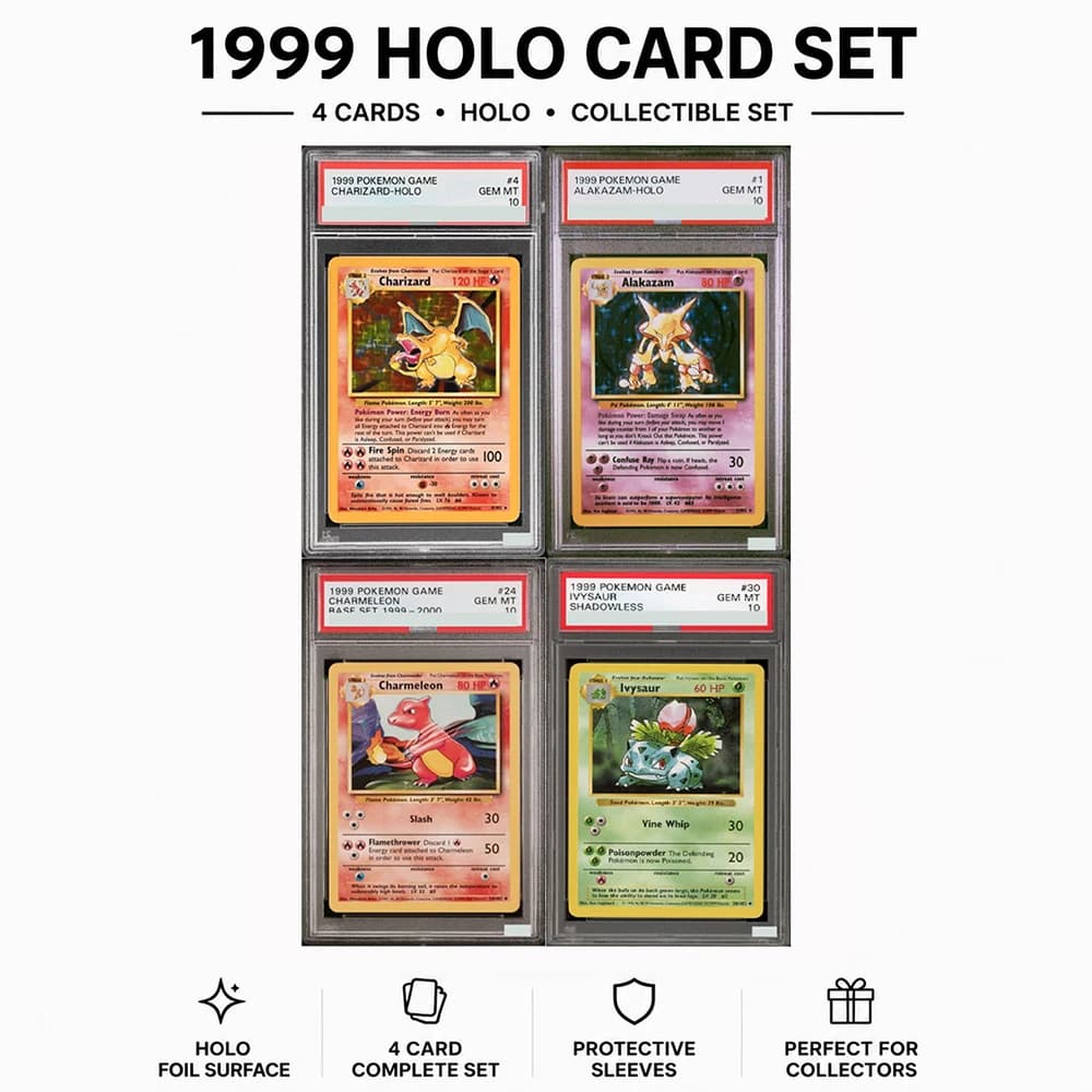 1999 Anime DIY Proxy PTCG Graded Collection Card Charizard-Holo ALAKAZAM English GEM MT 10 Card Holographic Labels Child Gifts