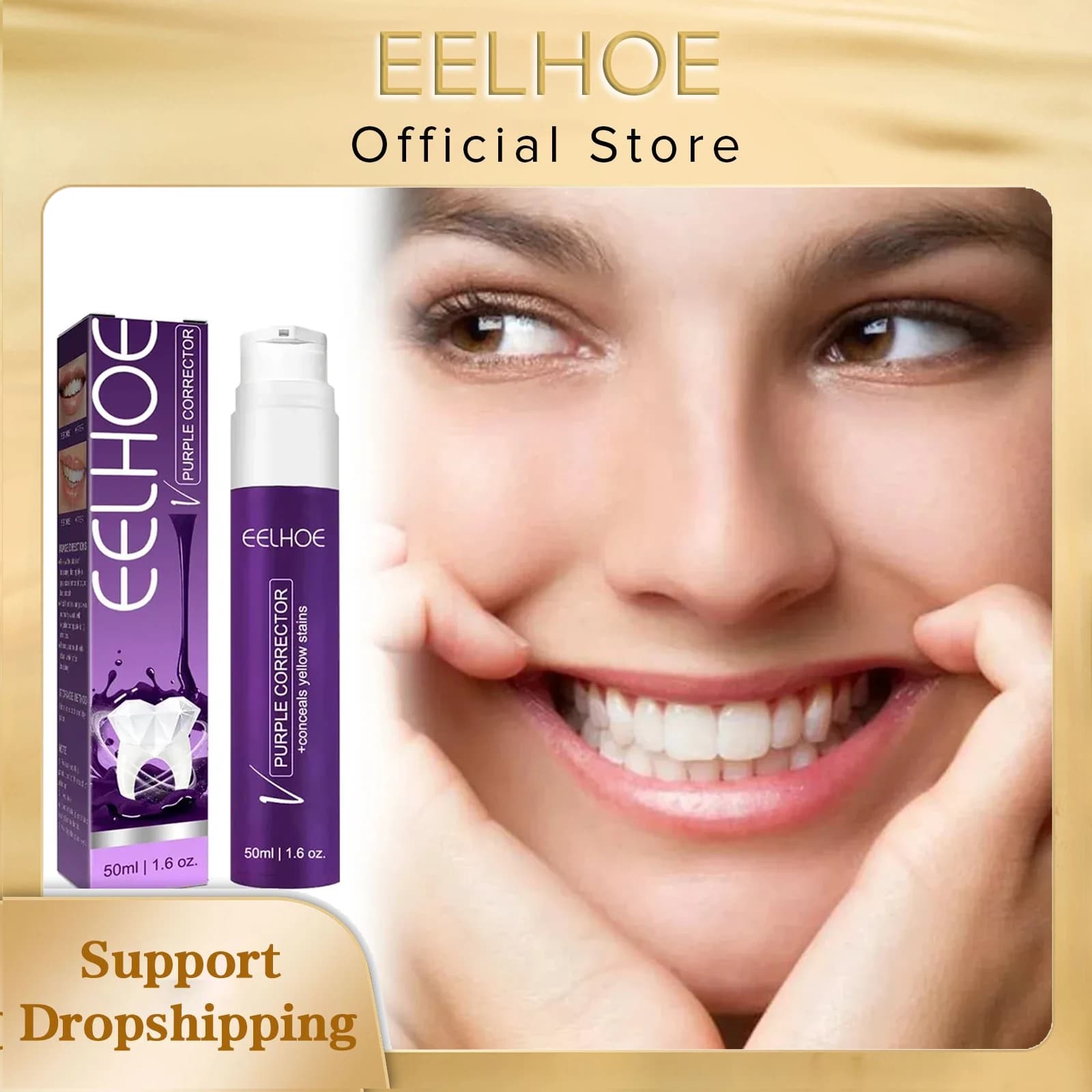 EELHOE Dentifricio sbiancante per denti Rimozione macchie Ridurre l'ingiallimento dei denti Correttore del colore Dentifricio detergente Igiene orale fresca 50ml