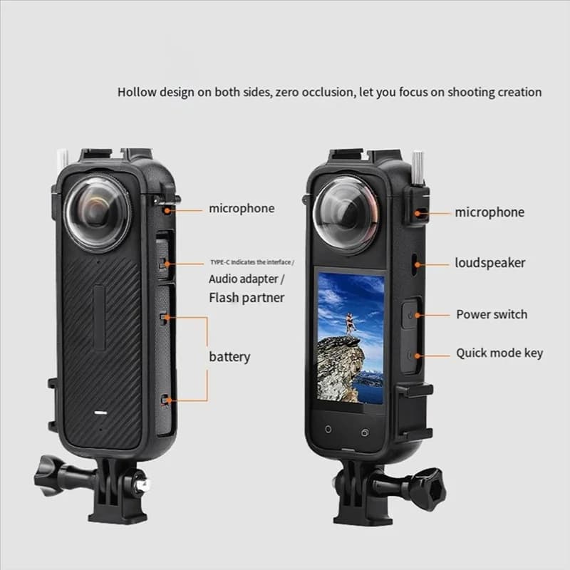Accessori solidi per il treppiede con luce di riempimento del telaio protettivo per selfie stick Insta360 X4 impedisce la caduta e riduce gli urti