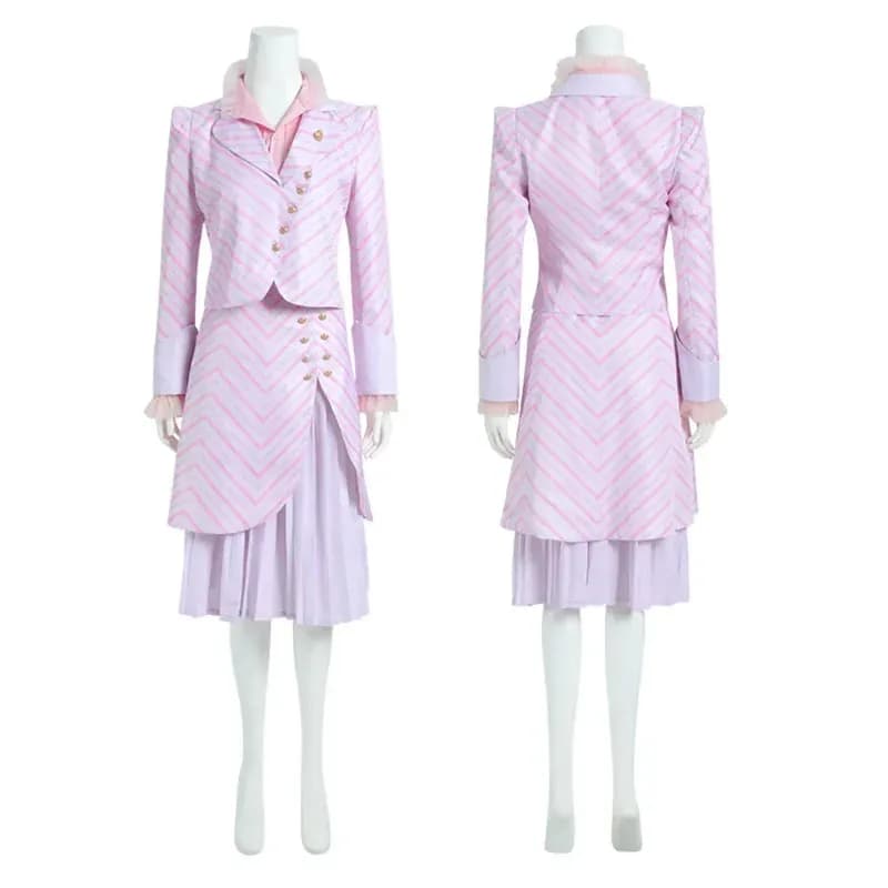 Movie Wicked Cosplay Costume Full Sets Pink Coat Skirt Uniform for Women Halloween Carnival Party Performance Clothes Roleplay