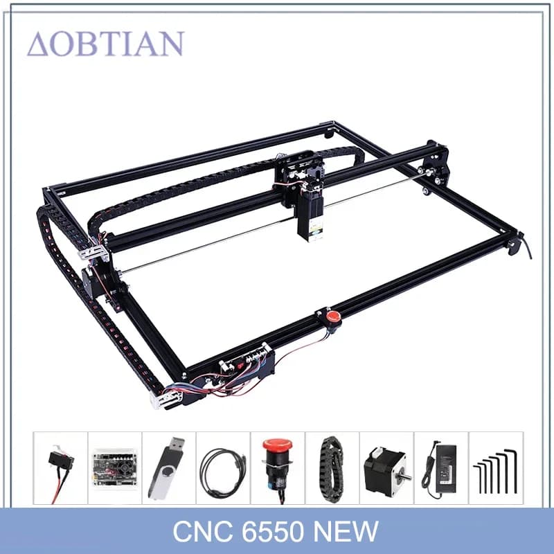 New CNC 6550 black 2-axis engraving machine working area 65 * 50 cm 20 w laser engraver with emergency stop for MDF wood cutting