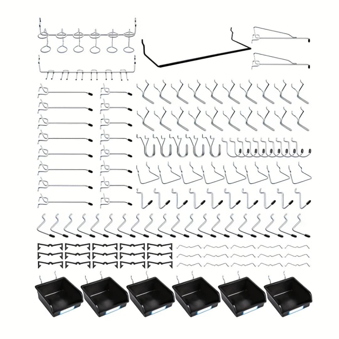 Set of perforated panel hooks from 188 pieces to organize accessories to organize various tools