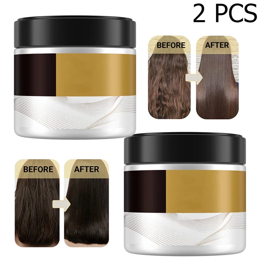 2-pack Deep Nourishing Collagen Hair Mask - Moisturizes, repairs, and revitalizes damaged hair, leaving it smooth and silky. Suitable for all hair types, including straight, curly, dyed, and permed hair. Contains moisturizing glycerin.