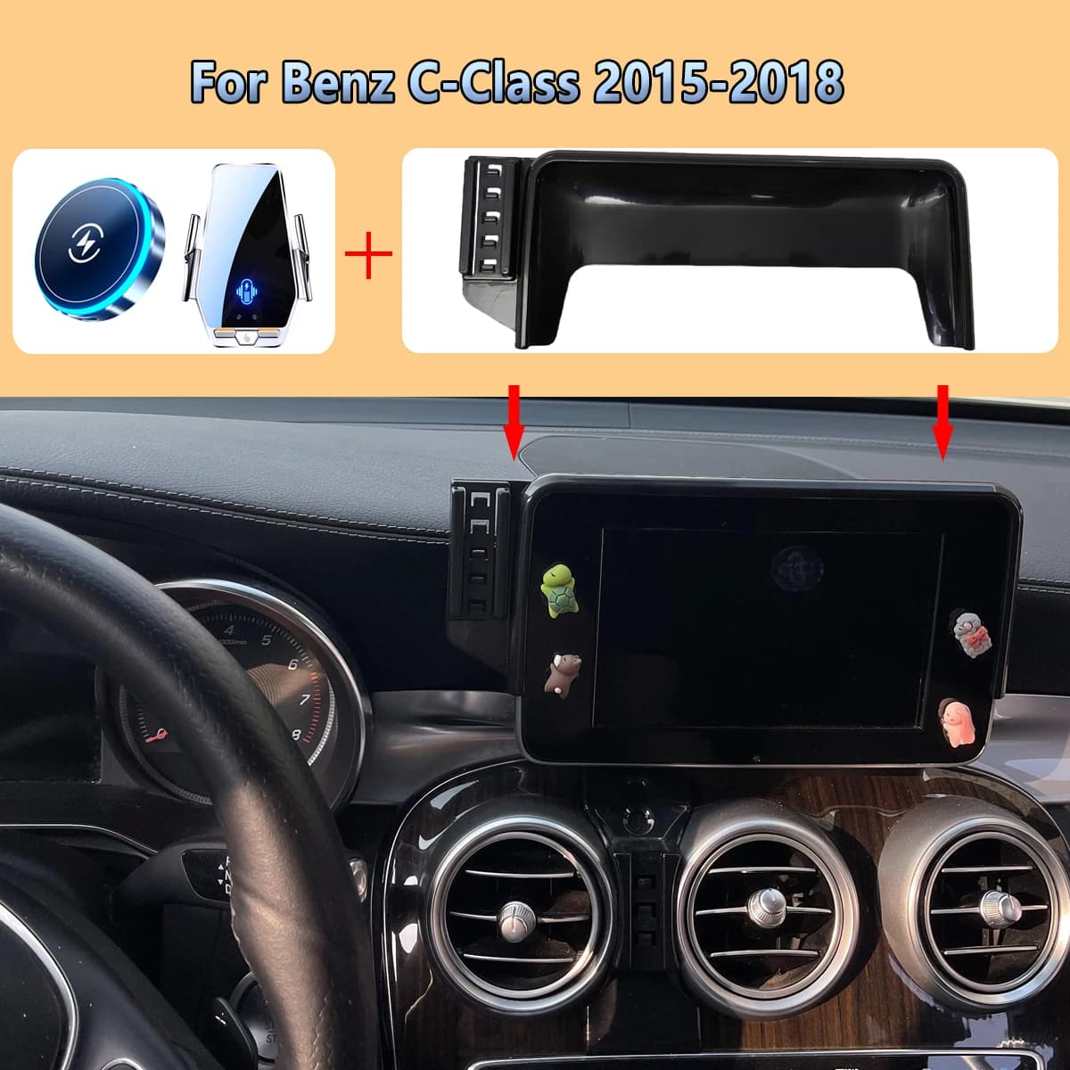Supporto per schermo del telefono per auto per Mercedes Benz Classe C W205 2015 2016 2017 2018 Telefono di ricarica wireless magnetico per supporto MagSafe