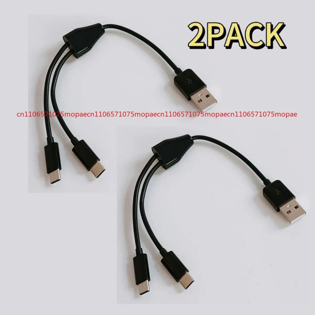 2PACK 20CM 2 in 1 USB to Dual Type C Charger Cable Power 2 Type C Devices