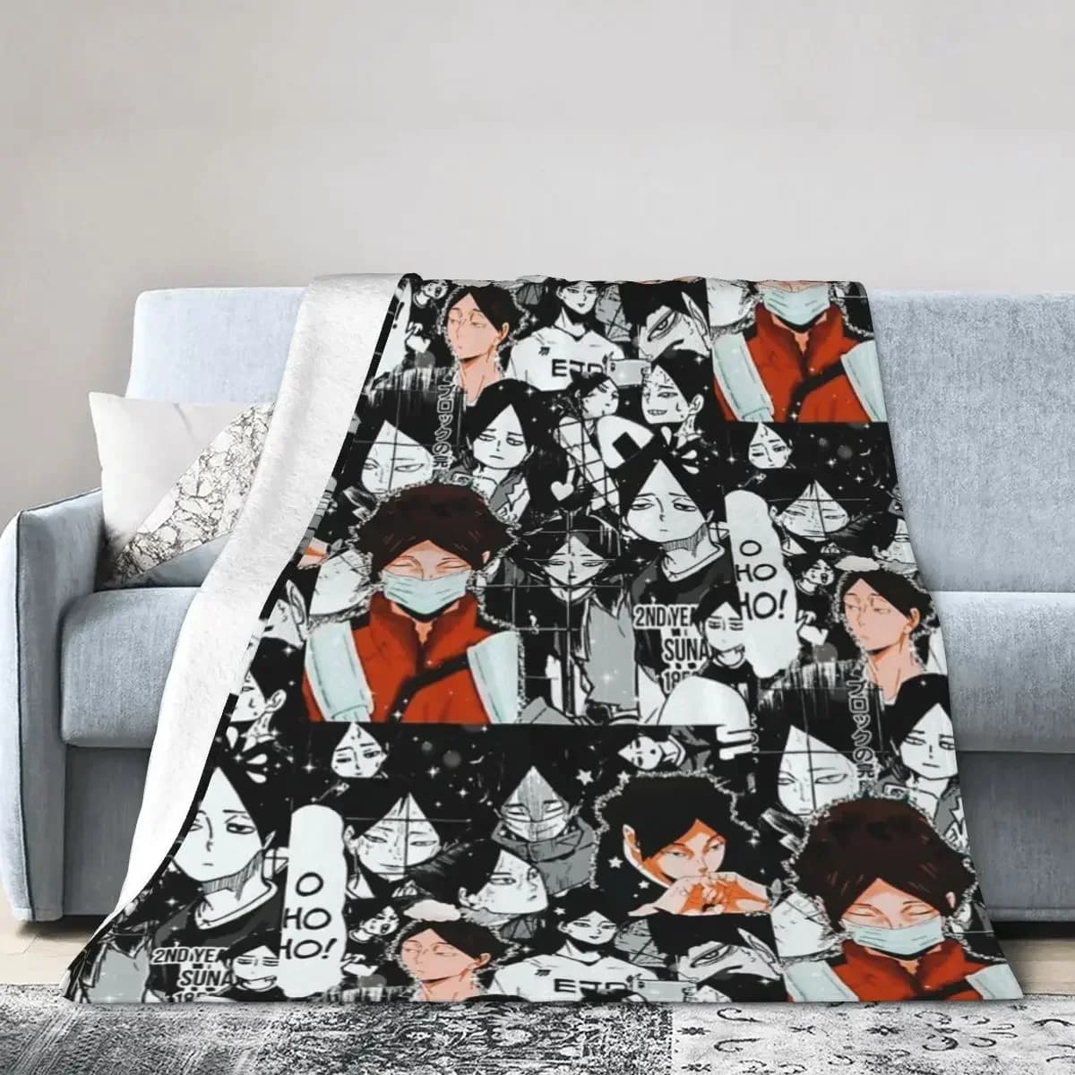 Flannel Throw Blanket Suna Rintarou Manga Collage Blankets Bedspread Warm Plush Blanket for Bed Living room Picnic Travel Home