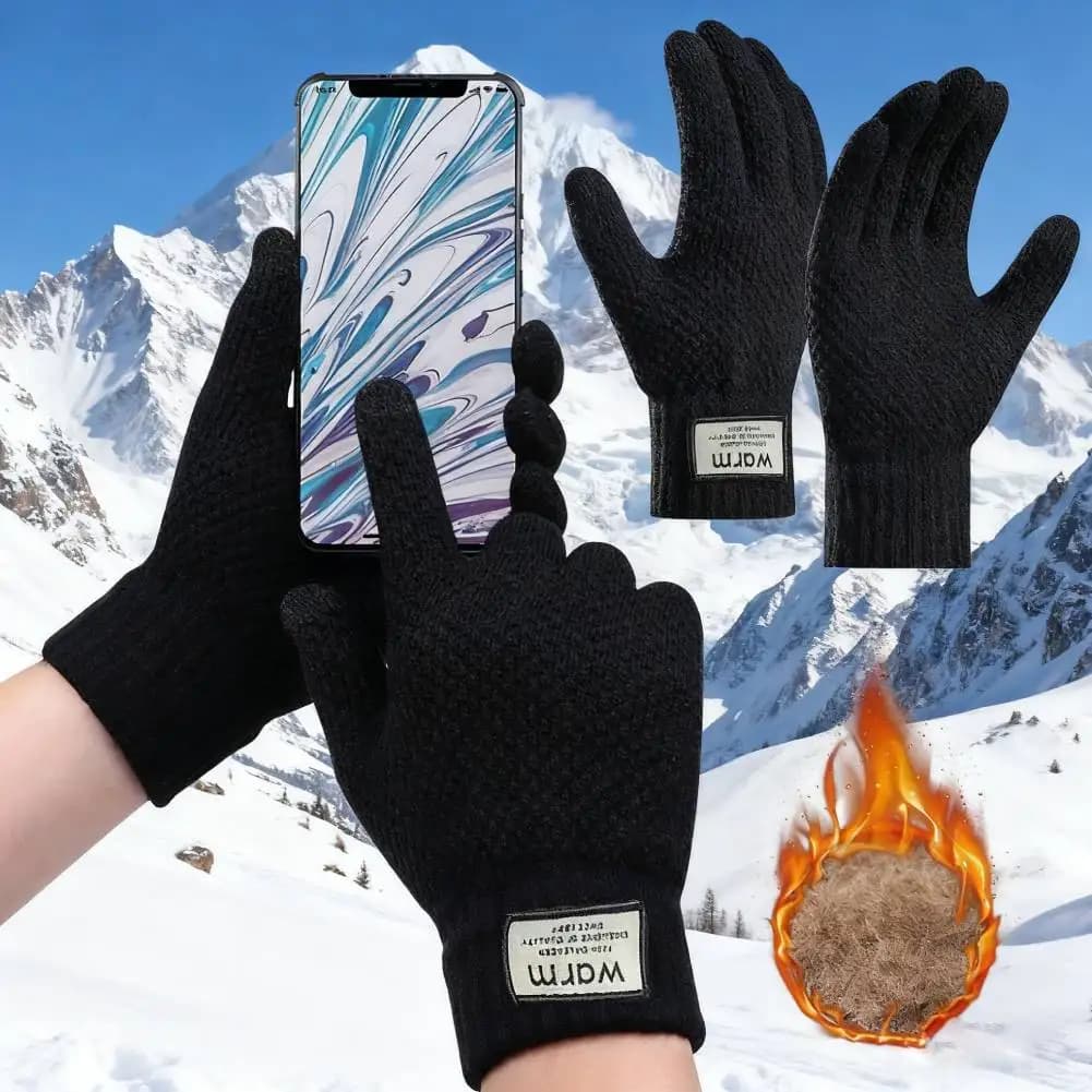 Men's thermal winter gloves Windproof thermal cycling gloves with anti-slip touch screen lined in warm thickened fleece