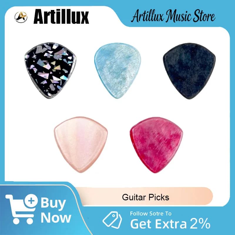 Set di 5 Plettri per Chitarra Acustica ed Elettrica in Celluloide, Accessori per Chitarra Basso ed Elettrica