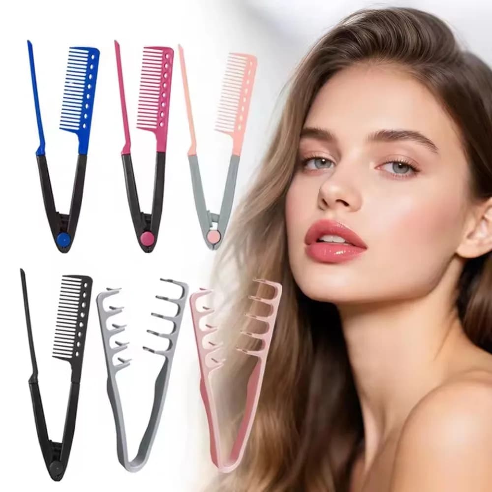 Pettine Multifunzionale a V per Parrucchieri, Strumento per Acconciature e Styling Domestico, Pettine per Lisciare i Capelli
