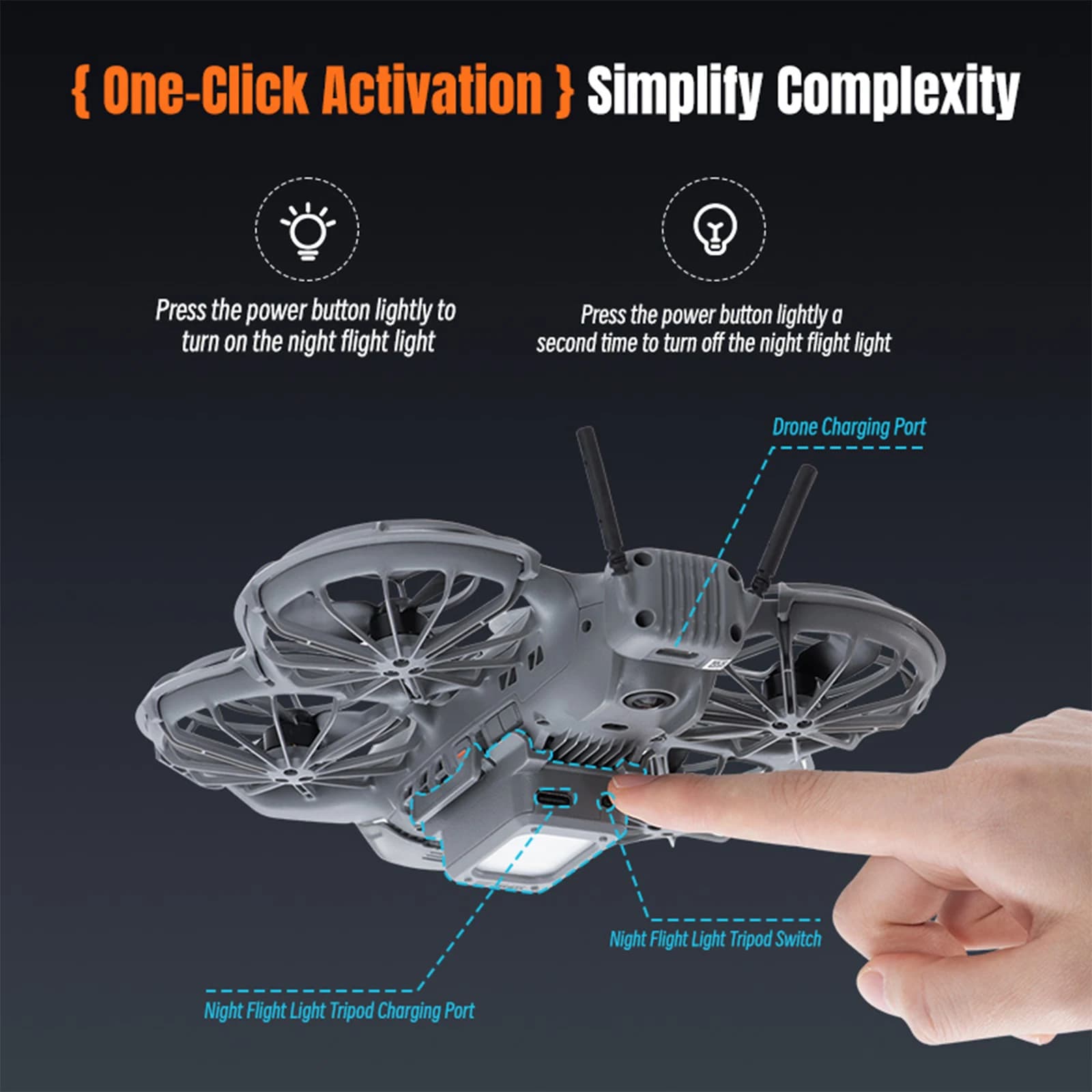 Rechargable LED Landing Gear with Flash LED Lights Clear Lighting Night Flying Light Quick Release for DJI NEO 2 Drone