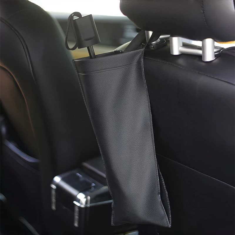 Borsa per ombrellone per auto pieghevole in pelle PU Borsa di stoccaggio multifunzione Copertura per ombrellone Custodia per ombrellone impermeabile sospesa portatile