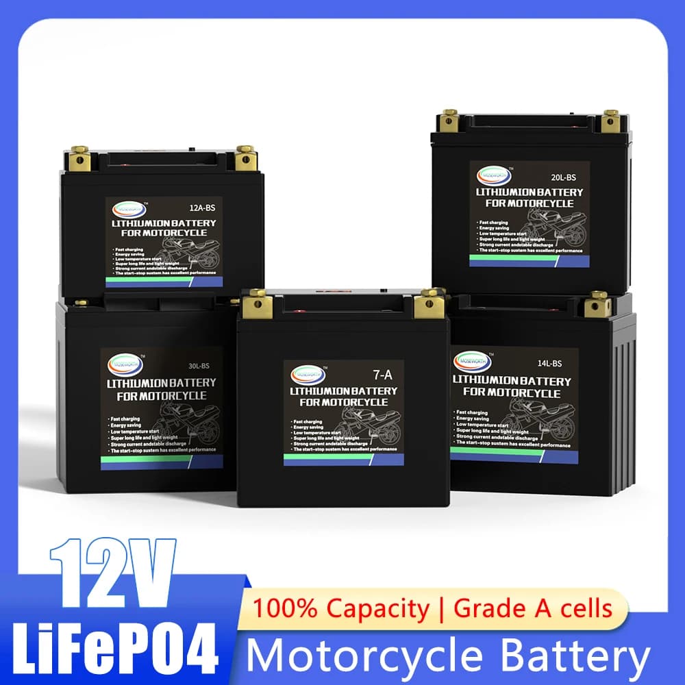 Batteria per moto LiFePO4 da 12 V incorporata in BMS Batteria al litio ferro fosfato ad alte prestazioni Avviatore di emergenza per motoslitta scooter