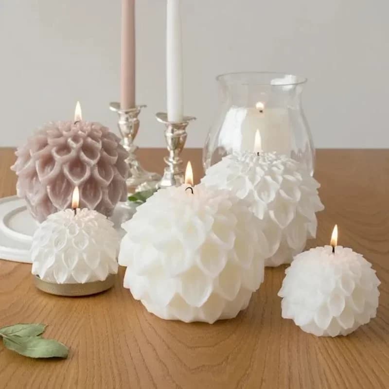 1PCS DIY Aromatherapy Candle Plaster Soap Resin Mold Candle Making Supplies Home Decor Flower Ball Ornament Silicone Candle Mold