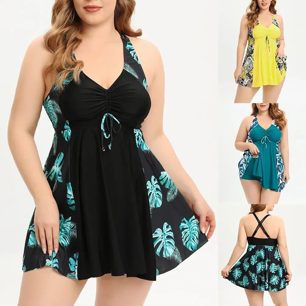 2024 Stampa Patchwork Tankini Costumi da bagno Plus Size Costumi da bagno Donna Vita alta Costume da bagno femminile Push Up Costumi da bagno Gonna Beachwear