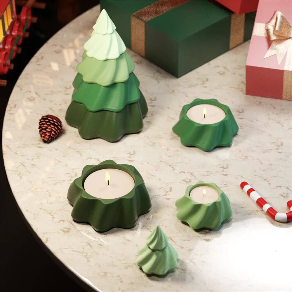 Stampo in silicone per barattolo di candela Gesmonite impilabile mistico per albero di Natale per coperchio Stampo per candela in cemento fatto a mano Decorazioni per la casa