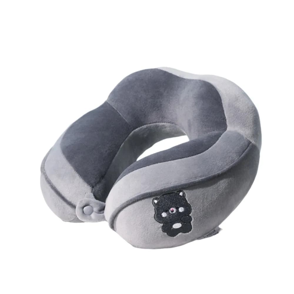 Cuscino per il Collo a Forma di Animale Cartoon in Cotone PP con Chiusura a Scatto, Delicato sulla Pelle, Design a U Morbido e Appendibile per Ufficio, Riposo e Viaggio