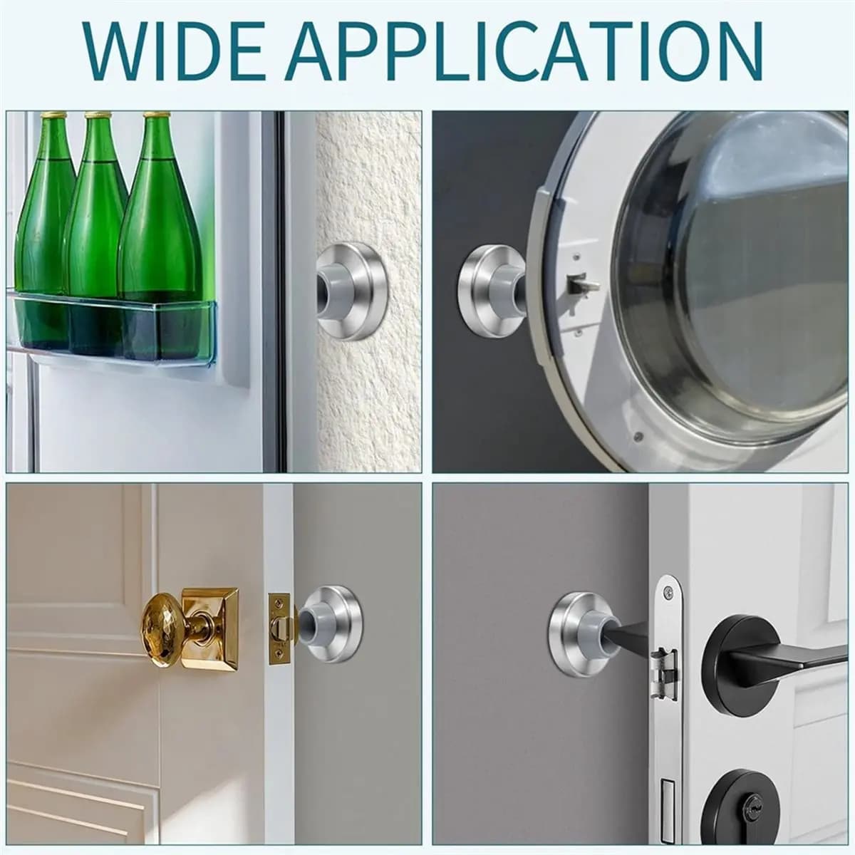 Set di 6 Fermaporta, Protezione da Parete in Acciaio Inox 304, Copertura Rotonda in Gomma per Maniglie delle Porte