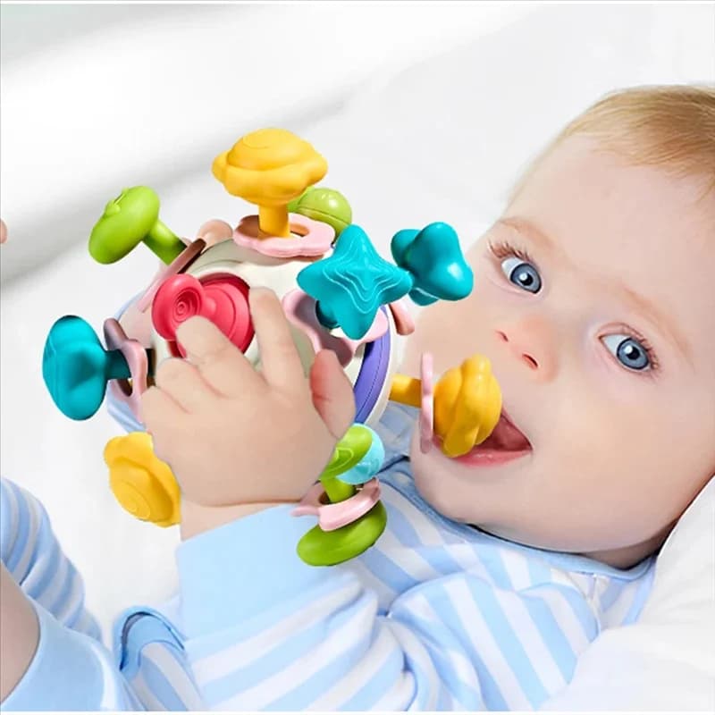 Palla di presa per mano in gomma morbida eccellente Palla di presa per mano spaziale Giocattolo per esercizi con dita in gomma morbida Massaggiagengive per bambini Giocattoli per neonati