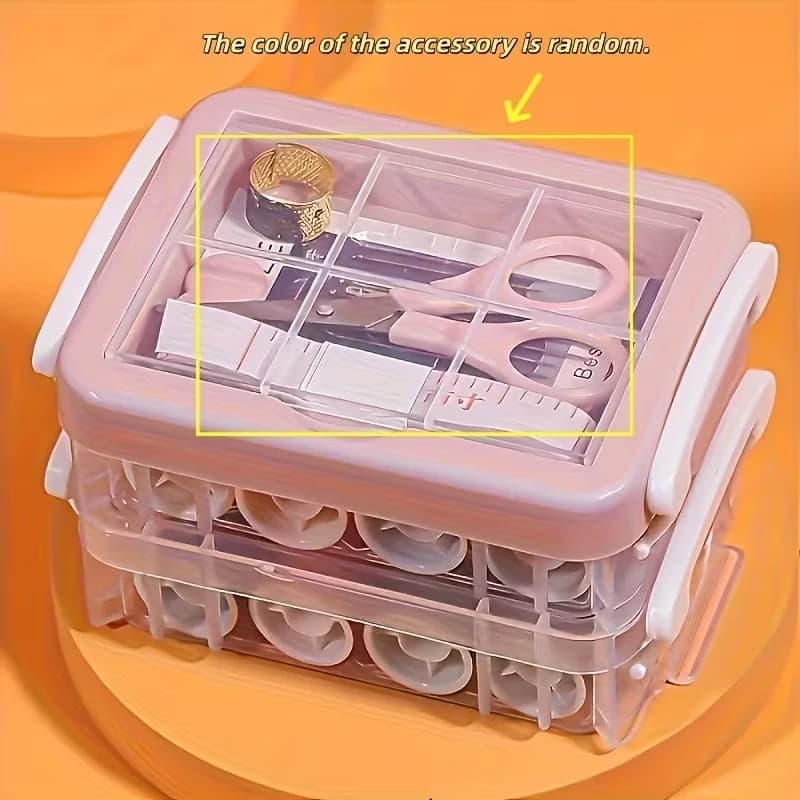30-Piece Household Sewing Kit – Large, Portable Organizer Box with Transparent Storage for Needles, Threads, and Sewing Supplies