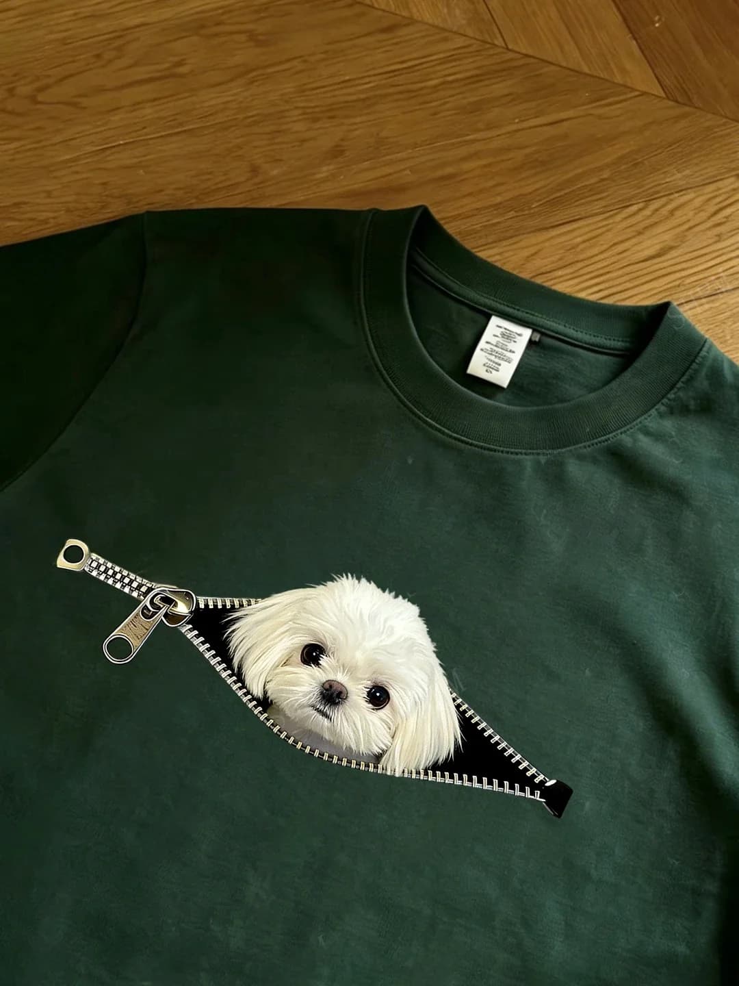 Cute Dog Print Pure Cotton Loose Short Sleeve T-Shirt Summer Trend Couple Maltese Top Breathable Comfortable Casual round Neck
