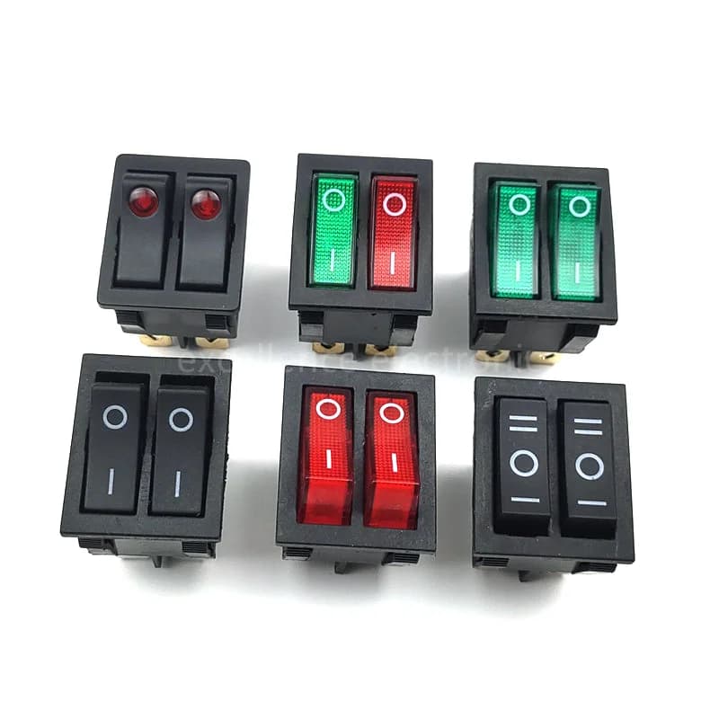 1PCS KCD6 Double Light Lid Switch 6PIN 4PIN 16A 250V 20A 125V ON-OFF Power Supply Switch Boat Waterproof Carpet