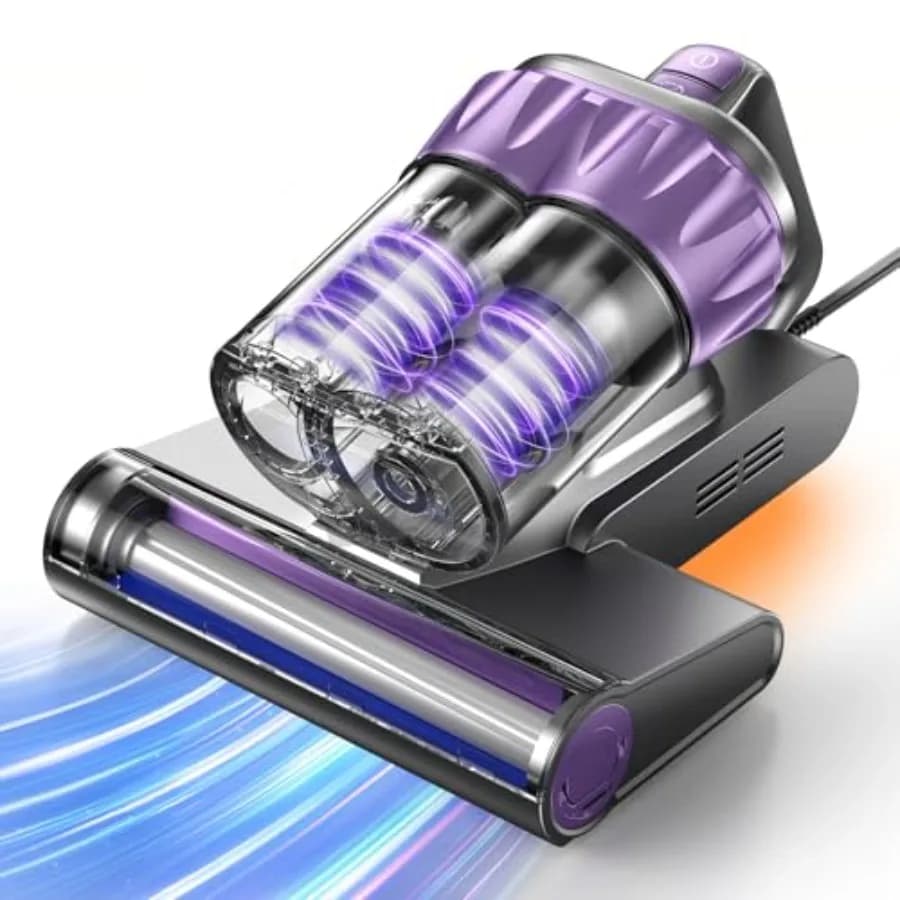 Aspirapolvere per Materassi 18Kpa con Luce UV-C 253.7nm, Calore 150F, Filtro HEPA, Ultrasuoni per Letto, Divano, Culla, Versatile e Portatile