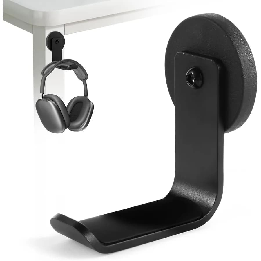 Supporto magnetico per cuffie Ganci per cuffie in alluminio Gancio per cuffie per tavolo da scrivania Supporto per cuffie con cuscinetto in gomma compatibile