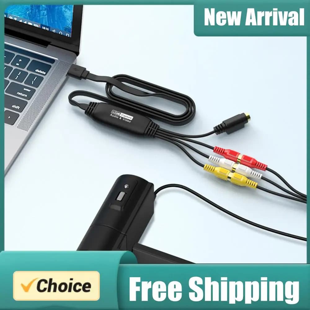 Scheda di acquisizione video USB per VHS, TV, DVD, VCR, adattatore audio RCA a USB, convertitore video per PC