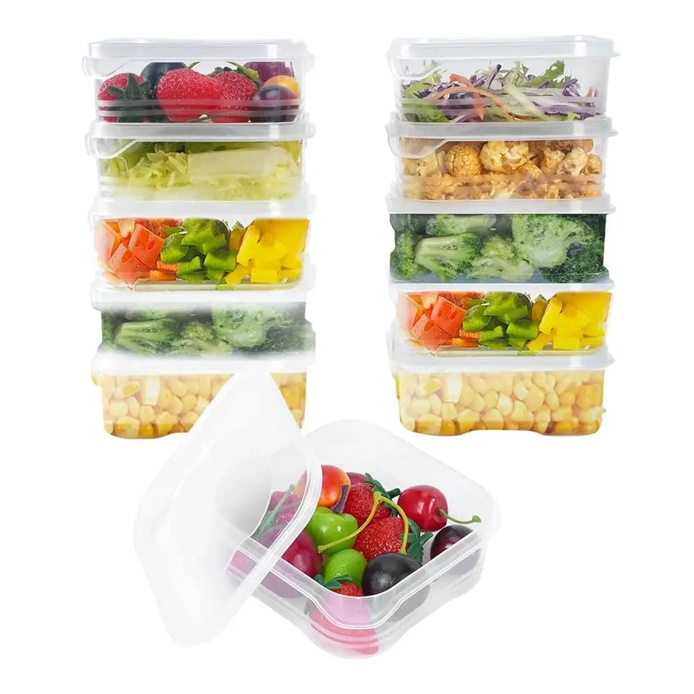 Set di 10 Contenitori per Preparazione Pasti, Contenitori Riutilizzabili per Alimenti Senza BPA con Coperchi, Scatole Quadrate da 12 oz per Congelatore, in Plastica