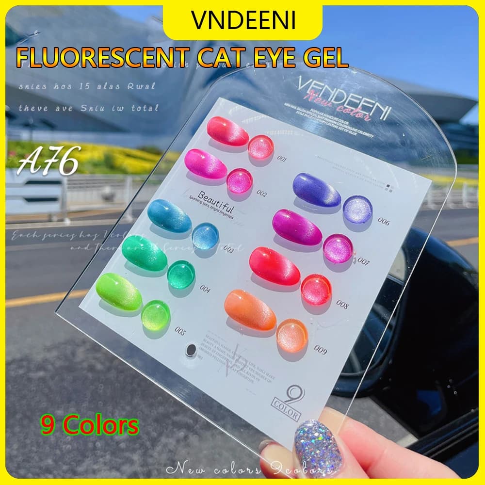 Vendeeni 9 colori/set Smalto per unghie gel fluorescente Cat Eye Semi permanente 3D Magic Cat Eye UV LED Soak Off Gel Smalto