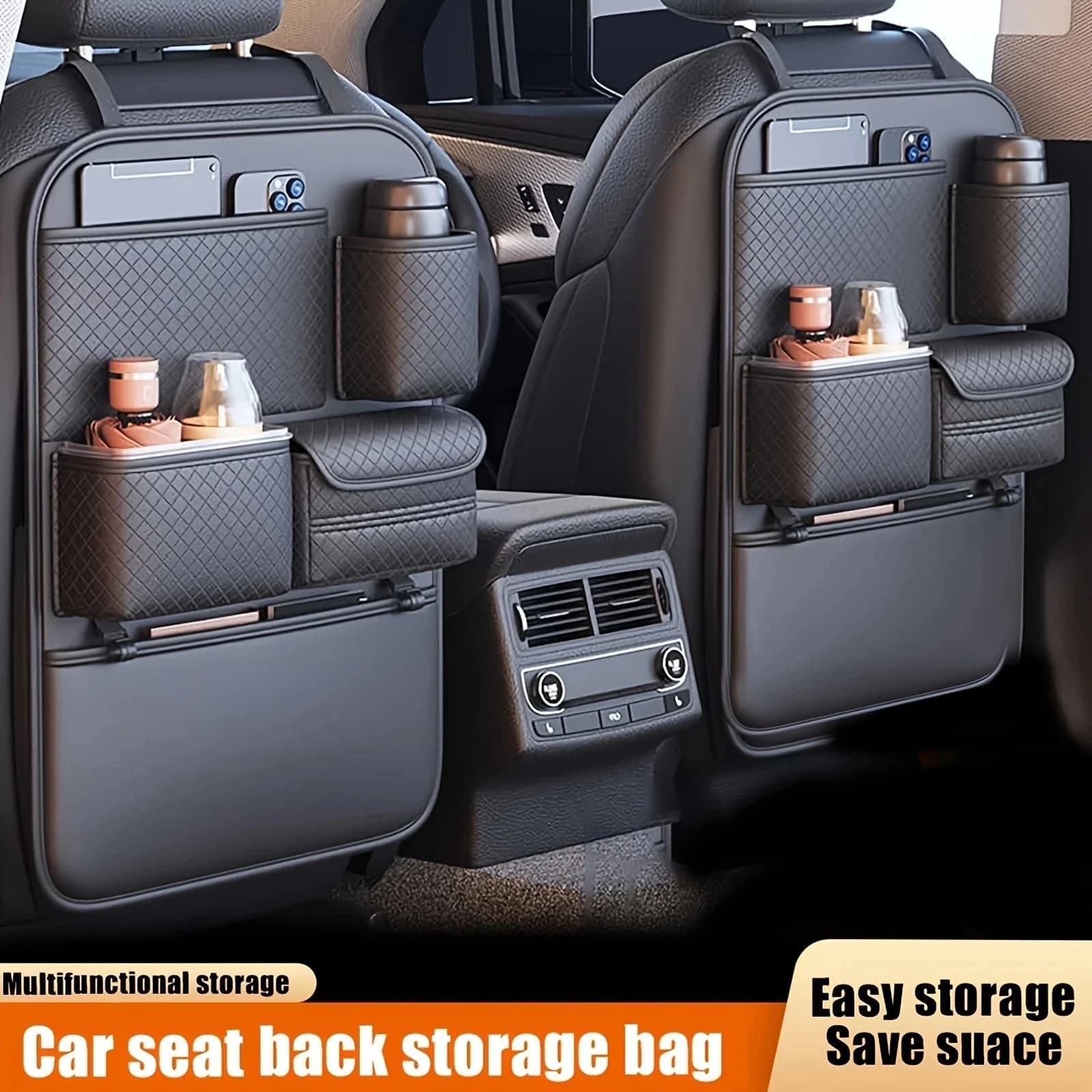 Borsa portaoggetti di lusso per sedile auto, organizer multifunzione per sedile posteriore, tasca portaoggetti resistente all'usura, protezione anti-urto per sedile