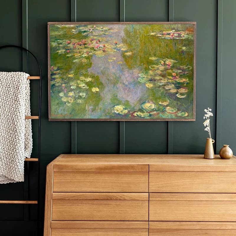 Garden of Monet Water Lilies Magpie Road Bridge Sunrise Poster Print Wall Art Pictures Canvas Painting Living Room Home Decor