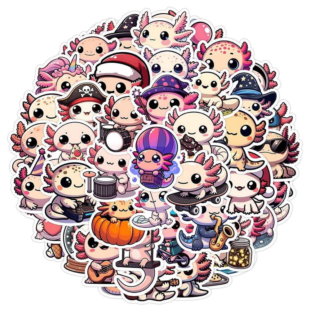 10/30/50pcs Simpatici Animali Del Fumetto Axolotl Graffiti Adesivi Del Computer Portatile Del Telefono Bottiglia di Acqua Scrapbooking Adesivo di Cancelleria Per Bambini giocattoli