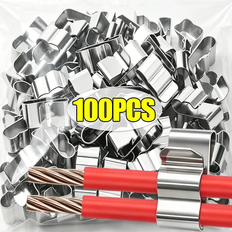 10/100 Pezzi Clip per Cavi in Acciaio Inox per Pannelli Solari, Morsetti per Gestione Cavi Elettrici di Rimorchi Solari