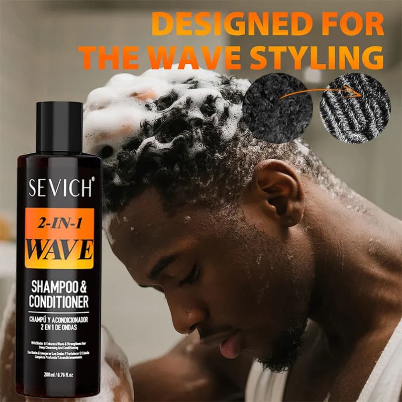 200ml Wave Shampoo for African man, Biotin 360 Style curly hair cream, deep cleansing, intense brilliance, hair condition, layer control, wavy hair wax