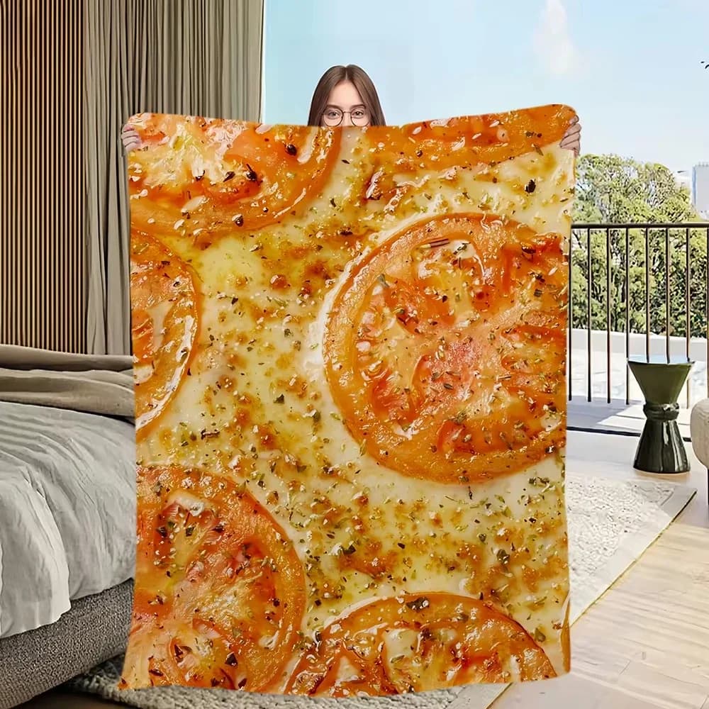 Fun pizza patterns Flannel printed blanket suitable for all seasons suitable for living room office sofa and travel 180x250CM
