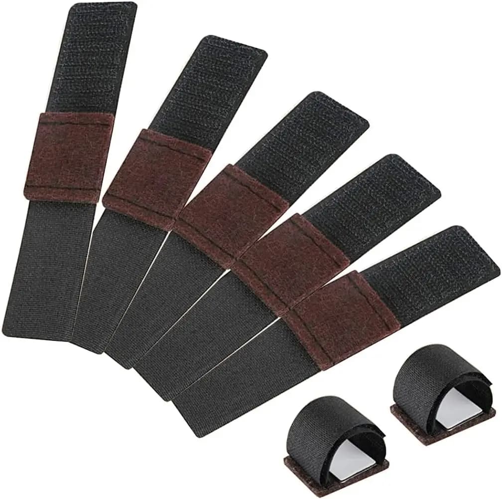 10PCS Wrap-Around Felt Furniture Pads with Hook and Loop Fasteners Non-Slip Chair Leg Floor Protectors