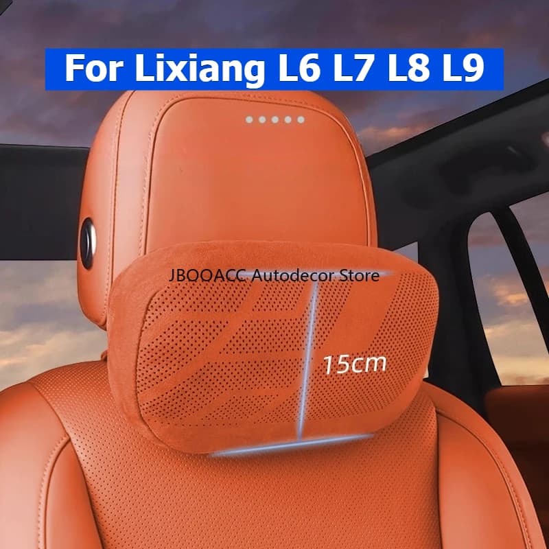 Per Lixiang L6 L7 L8 L9 Auto Cuscino per il collo Poggiatesta Supporto lombare Cuscino del sedile in pelle scamosciata Seggiolino auto Collo Schienale Cuscino Accessori